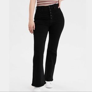AE Stretch Highest Waist Black Flare Jean
